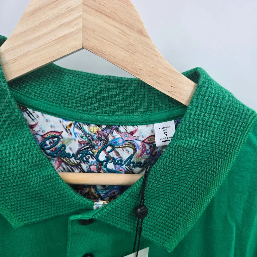 Robert Graham Kelly Green Golf Sport Preppy Embroidered Skull Polo Size Small